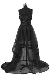 Beautiful High Low A-line Sleeveless Black Dress for Prom Zipper