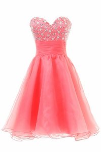 Chiffon Sleeveless Knee Length Prom Party Dress and Beading