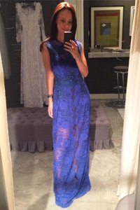 Scoop Royal Blue Sleeveless Lace Zipper Prom Dress for Prom