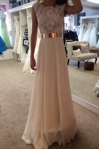 High Class Champagne Organza Zipper Scoop Sleeveless Floor Length Prom Gown Belt