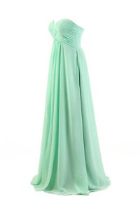 Shining Chiffon Sleeveless Floor Length Homecoming Dress and Pleated