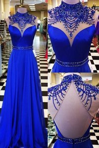 Super Strapless Sleeveless Homecoming Dress Knee Length Belt Royal Blue Tulle and Lace