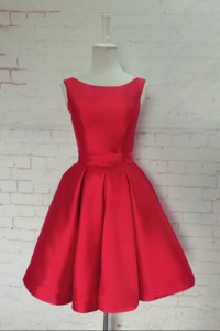 Smart Red Backless Prom Dresses Bowknot Sleeveless Knee Length