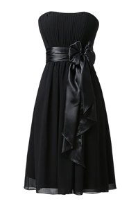 Flirting Black Strapless Neckline Sashes|ribbons and Ruching Prom Dresses Sleeveless Zipper
