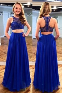 Scoop Sleeveless Beading Zipper Evening Dress