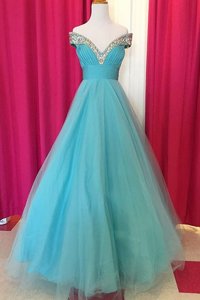 Designer A-line Prom Dresses Pink Scoop Tulle Sleeveless Floor Length Zipper