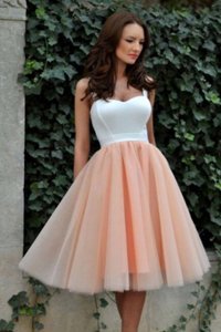 Square Sleeveless Zipper Peach Tulle