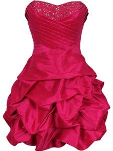 Customized Hot Pink Sweetheart Lace Up Ruching Homecoming Dress Sleeveless