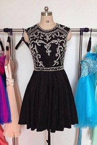 Great Scoop Chiffon Sleeveless Mini Length Prom Evening Gown and Beading