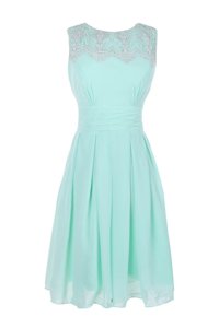 Apple Green Chiffon Zipper Bateau Sleeveless Tea Length Homecoming Dress Belt
