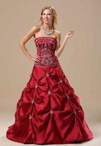 San Carlos CA Appliqued a Line Red Quinceanera Gown with Pick ups