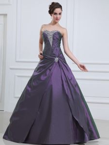 Saint Helena CA Beaded and Ruched Quinces Dresses in Dark Purple
