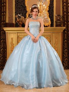 Rohnert Park CA Beaded Organza Quinces Dresses in Baby Blue