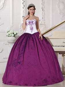 Embroidery Accent White and Purple Quinceanera Dresses on Sale