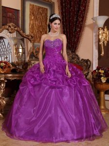 Ruched and Beaded Lavender Quinceanera Dresses with Pick ups