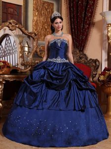 Appliques and Pick ups Accent Quinceanera Dresses in Navy Blue