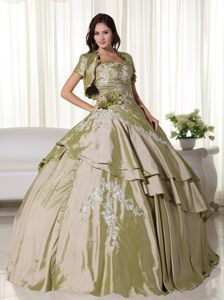 Rancho Cordova CA Olive Green Quinceanera Dresses with Appliques