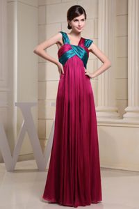 Teal and Fuchsia Empire Prom Celebrity Dress with Pleats Ruches