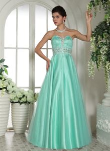 Chico CA Beading Accent A-line Prom Party Dress in Apple Green
