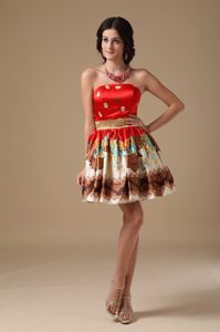 Popular Multi-colored Printing Sweetheart Mini Prom Dress online