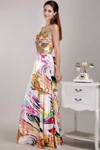 Special Colorful Patterns Straps Prom Dress with Crisscross Back