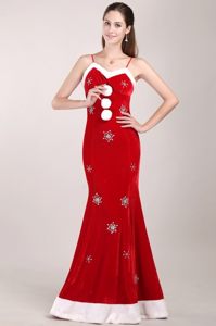 Mermaid Spaghetti Straps Beaded Red Prom Dress for Christmas