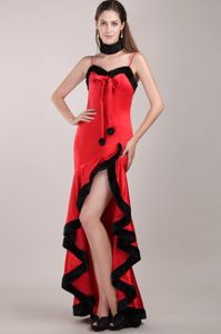 Spaghetti Straps High-low Red and Black Prom Dress for Winter