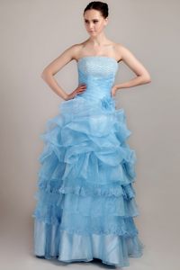 Custom Made Strapless Beaded Floor-length Prom Evening Dress