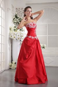 Pretty Taffeta A-line Appliqued Red Prom Dress Colors to Choose