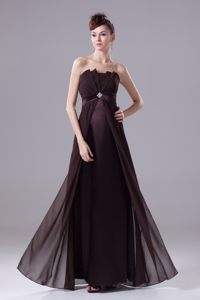 Modest Strapless Prom Celebrity Dress Beading Sash Floor-length