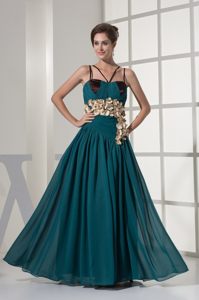 Chiffon Spaghetti Straps Prom Dress for Celebrity Peacock colored