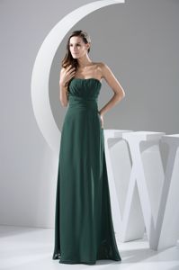 Classy Strapless Chiffon Ruches Decorated Prom Dress for Celebrity