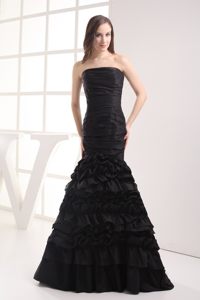 Wonderful Multi-tiered Mermaid Black Strapless Prom Party Dress