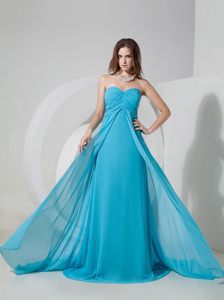Chiffon Sweetheart Ruched Aqua Blue Prom Dress in West Sussex