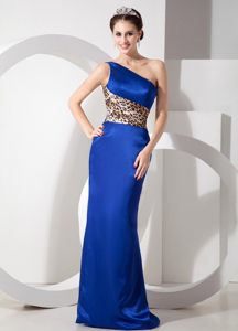 Exclusive Single Shoulder Floor-length Prom Holiday Dress Leopard Print