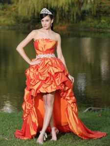 Custom Made Strapless Prom Homecoming Dresses High-low Pick-ups