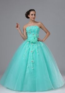 Strapless Prom Graduation Dresses Hand Made Flowers Floor-length