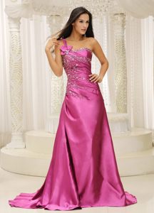 Recommended Sweep Train Prom Celebrity Dress Beading one Shoulder
