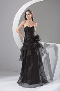 Fitted Black Prom Celebrity Dress Ruffled Layers Side Zipper Floor-length