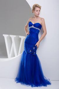 Organza Beaded Prom Gowns Dresses Hand Made Flowers Floor-length