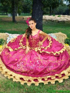 Amazing Fuchsia Sleeveless Beading and Embroidery Floor Length 15th Birthday Dress