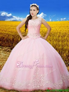 Trendy Sleeveless Beading and Lace and Embroidery Lace Up 15 Quinceanera Dress