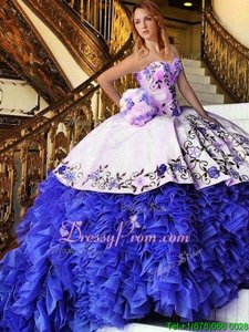 Nice Spring and Summer and Fall and Winter Organza Sleeveless Floor Length Quinceanera Gowns andAppliques and Embroidery