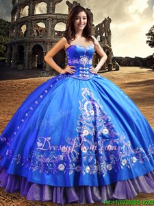 Superior Floor Length Ball Gowns Sleeveless Royal Blue Quinceanera Gown Lace Up
