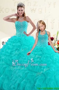Trendy Sleeveless Lace Up Floor Length Beading and Ruffles Quinceanera Gowns