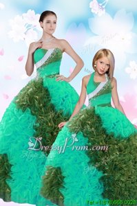Chic Taffeta Sweetheart Sleeveless Lace Up Sequins and Pick Ups 15th Birthday Dress inMulti-color