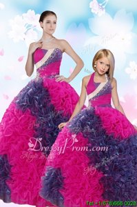 Low Price Multi-color Ball Gowns Taffeta Sweetheart Sleeveless Sequins and Pick Ups Floor Length Lace Up 15th Birthday Dress