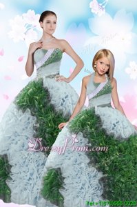 Elegant Multi-color Lace Up Sweetheart Sequins and Pick Ups Quinceanera Dresses Taffeta Sleeveless