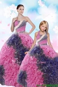 Custom Design Spring and Summer and Fall and Winter Taffeta Sleeveless Floor Length Ball Gown Prom Dress andSequins and Pick Ups