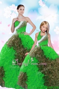 Wonderful Sweetheart Sleeveless 15 Quinceanera Dress Floor Length Sequins and Pick Ups Multi-color Taffeta